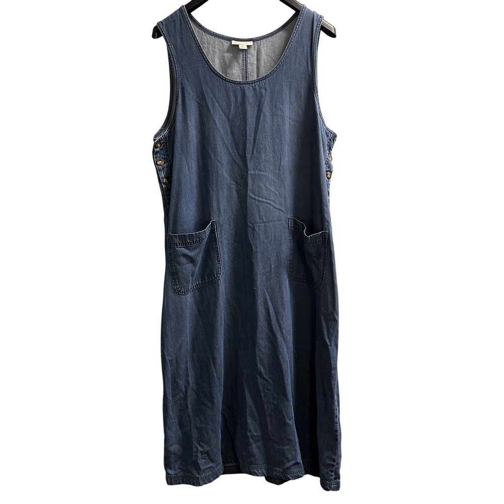 Vintage Appleseed Denim Jumper Overall Dress Size XL Modest Cottagecore Grandma
